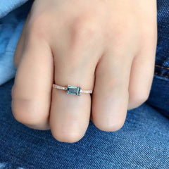 One of a Kind London Blue Topaz Landscape Ring in Rose Gold