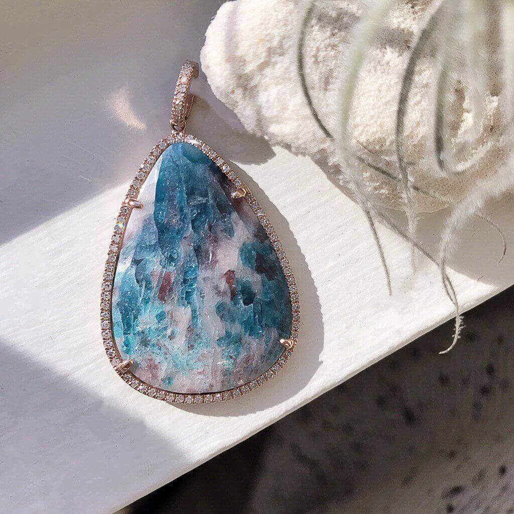 One of a Kind Paraiba Tourmaline Pendant in Rose Gold