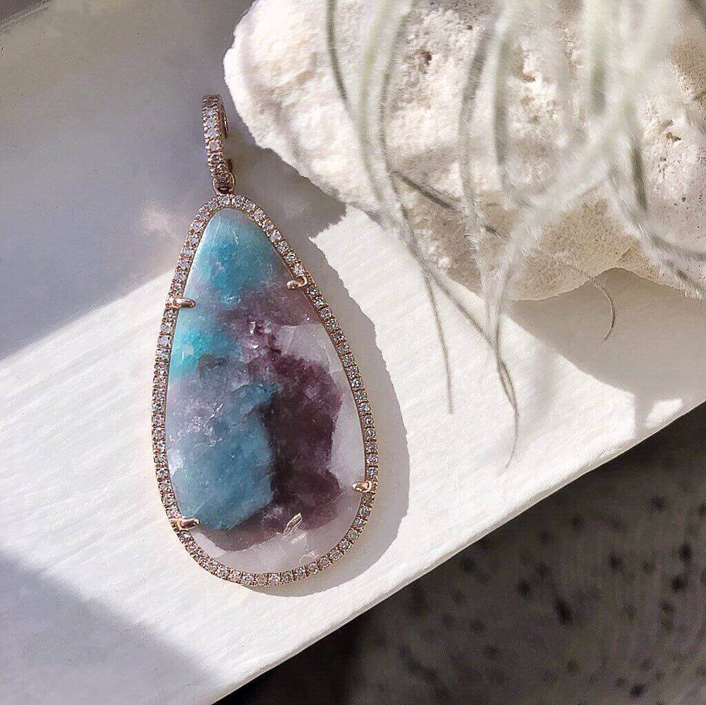 One of a Kind Paraiba Tourmaline Pendant in Rose Gold