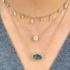 Small Pave Disc Necklace - 6.5mm diameter