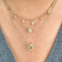 Small Pave Disc Necklace - 6.5mm diameter