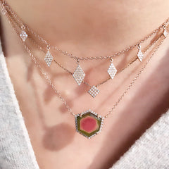 Small Diagonal Square Pave Necklace