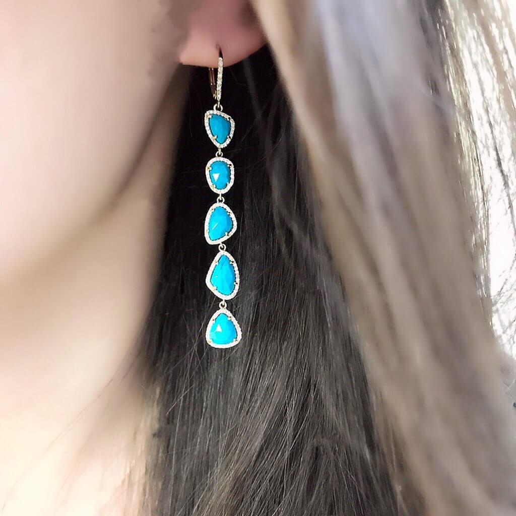 Multi Turquoise Organic Dangle Earrings