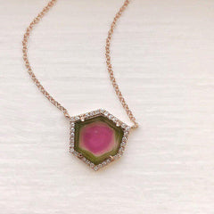 One of a Kind Watermelon Tourmaline Necklace in Rose Gold