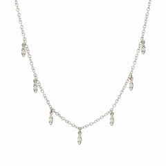 dangling marquise necklace in white  gold