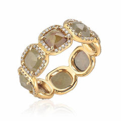 rustic diamond eternity band in yellow gold