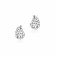 PAISLEY PAVE POST EARRINGS IN WHITE GOLD