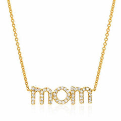 Mom Necklace in Yellow Gold