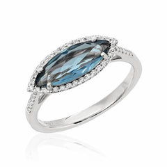 marquise ring in white gold with london blue topaz