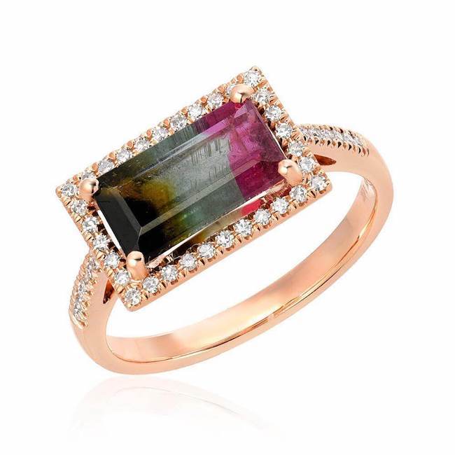 One of a Kind Triple Banded Tourmaline Ring