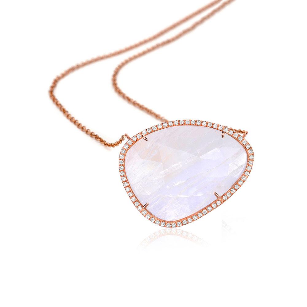 One of a Kind Rainbow Moonstone Necklace