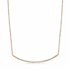 long bar necklace with diamonds in rose gold