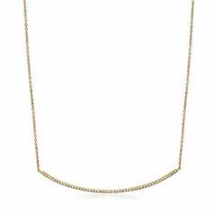 long bar necklace with diamonds in yellow gold