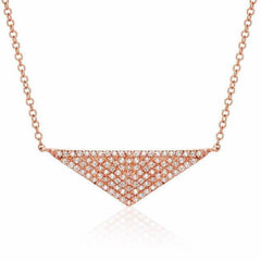 large triangle necklace with diamonds in rose gold