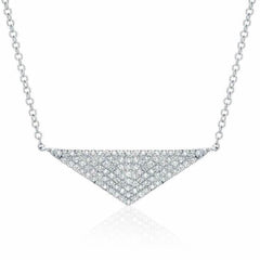 large triangle necklace with diamonds in white gold