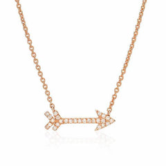 arrow necklace with diamonds in rose gold