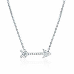 arrow necklace with diamonds in white gold
