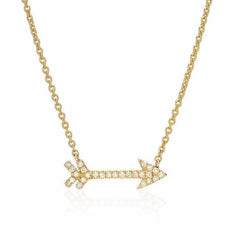 arrow necklace with diamonds in yellow gold