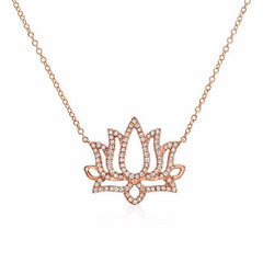 Lotus flower necklace in rose gold
