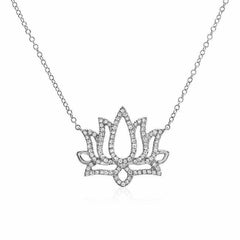 Lotus flower necklace in white gold