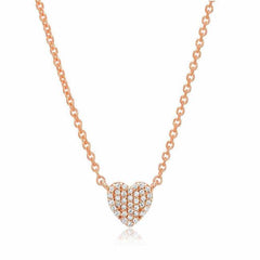 Heart Pave Necklace in Rose Gold