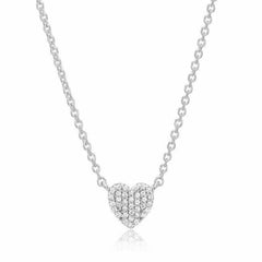Heart Pave Necklace in White Gold