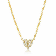 Heart Pave Necklace in Yellow Gold