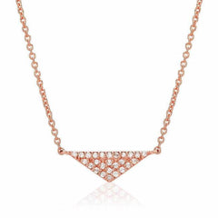 small triangle necklace with diamonds in rose gold