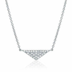 small triangle necklace with diamonds in white gold