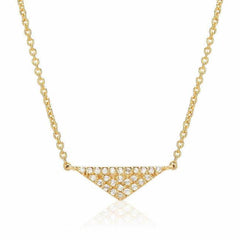small triangle necklace with diamonds in yellow gold