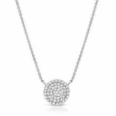 medium pave circle necklace - 8mm diameter with diamonds in white gold