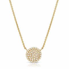medium pave circle necklace - 8mm diameter with diamonds in yellow gold