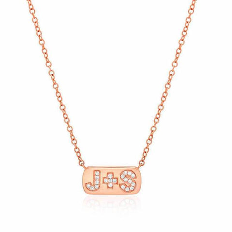 Personalized Diamond Initial Plaque Necklace