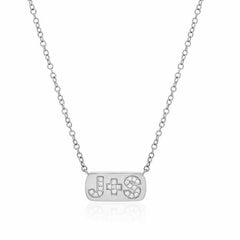 personalized diamond initial plaque necklace in white gold