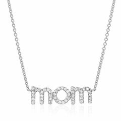 Mom Necklace in white Gold