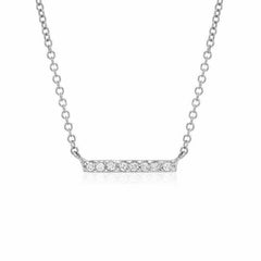 petite diamond bar necklace in white gold