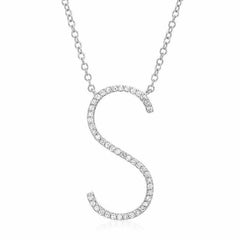 skinny initial necklace in white gold