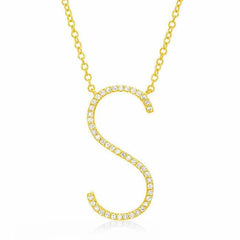 skinny initial necklace in yellow gold