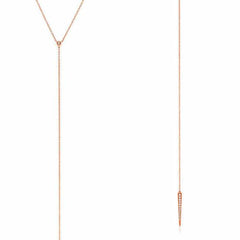 bezel and dagger lariat necklace in rose gold