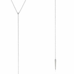 bezel and dagger lariat necklace in white gold