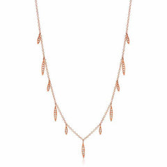 willow necklace with diamonds in rose gold