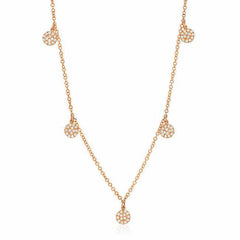 mini five pave circle necklace with diamonds in rose gold