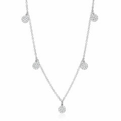 mini five pave circle necklace with diamonds in white gold