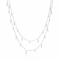 36" long willow necklace in white gold