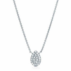 small pear shape pave necklace with diamonds in white gold