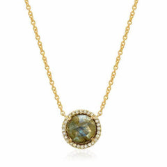 Rosie 7.0mm Labradorite & Diamond Necklace in yellow gold