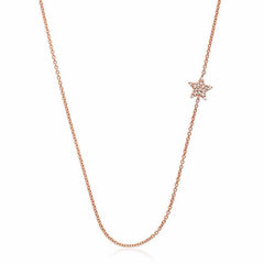 sideways star necklace with diamonds in rose gold