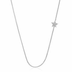 sideways star necklace with diamonds in white gold