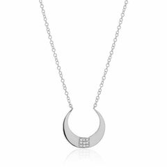 crescent necklace with diamonds in white gold