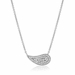 Pave diamond paisley necklace in white gold